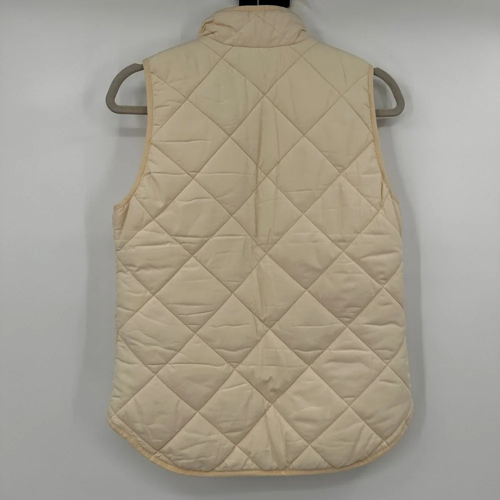 J.Crew‎ Womens Excursion Quilted Vest Cream Off-White Full Zip XS 08T-42401